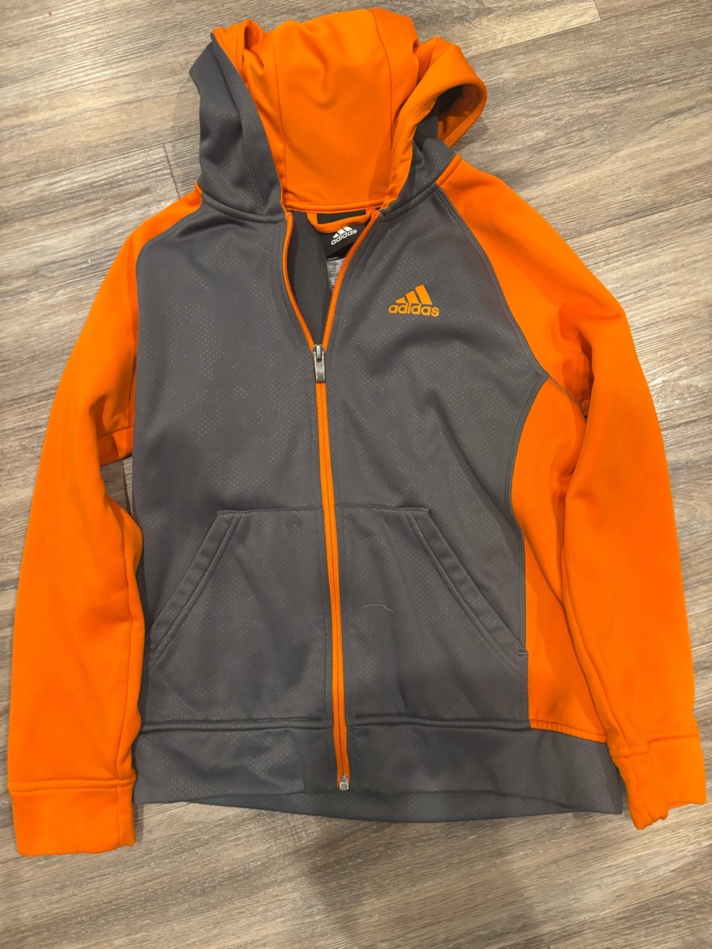adidas Gray & Orange Kids Full-Zip Hoodie Size Medium 10-12